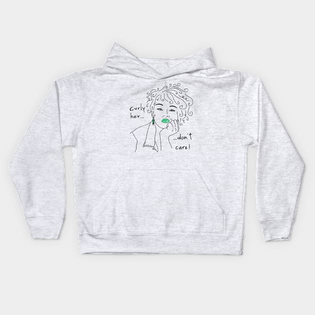 curly hair don't care Kids Hoodie by FandomizedRose